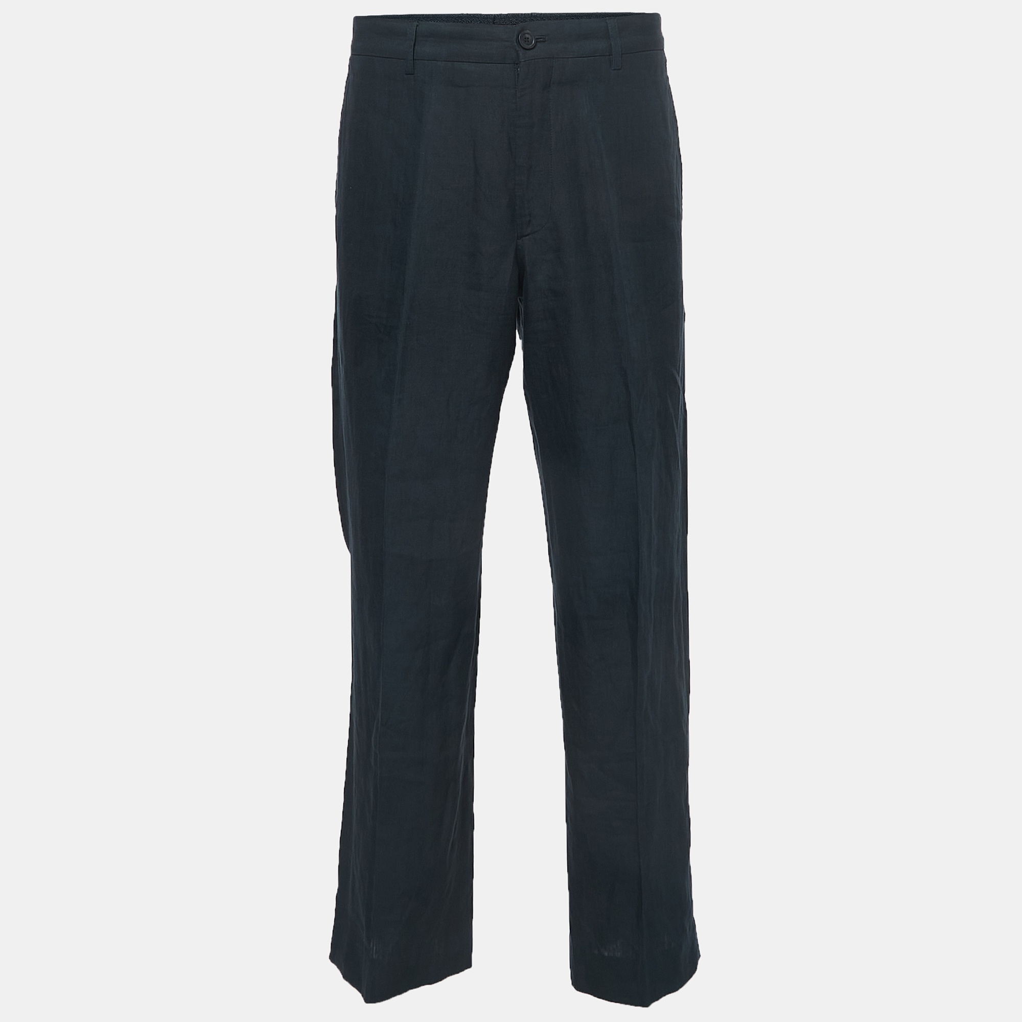 

Giorgio Armani Navy Blue Linen Tailored Trousers