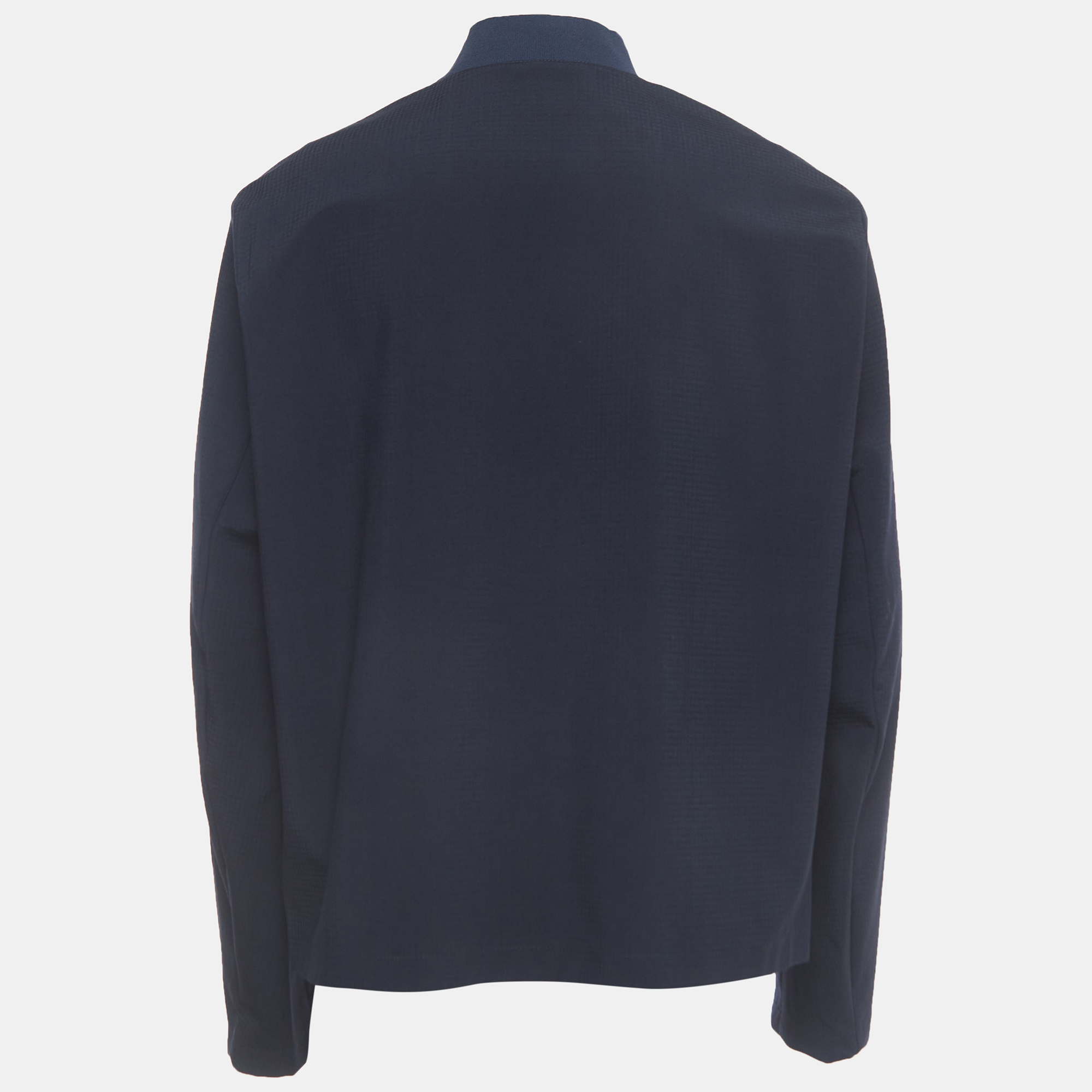 

Giorgio Armani Navy Blue Wool Zip Front Jacket