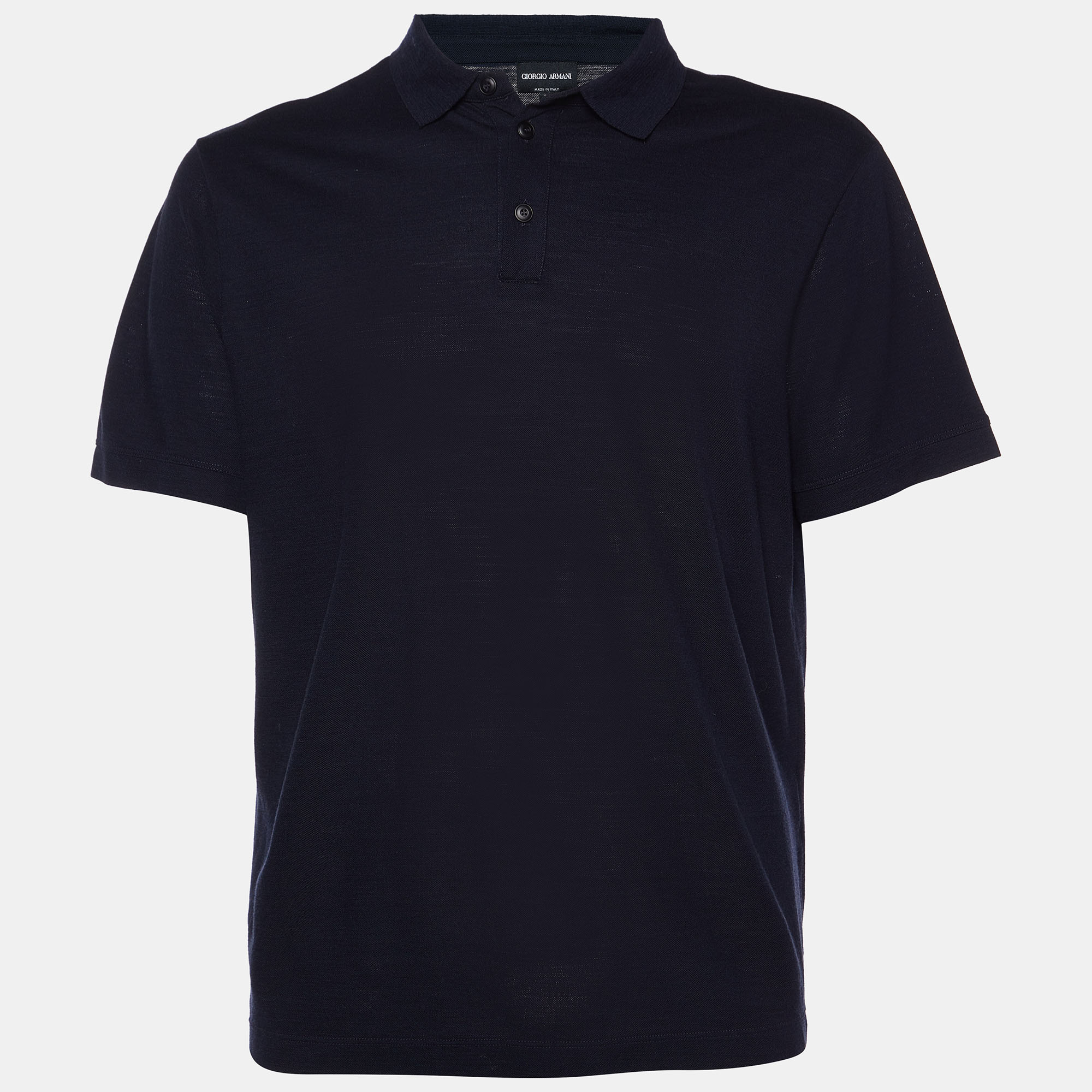 Pre-owned Giorgio Armani Navy Blue Knit Polo T-shirt 3xl