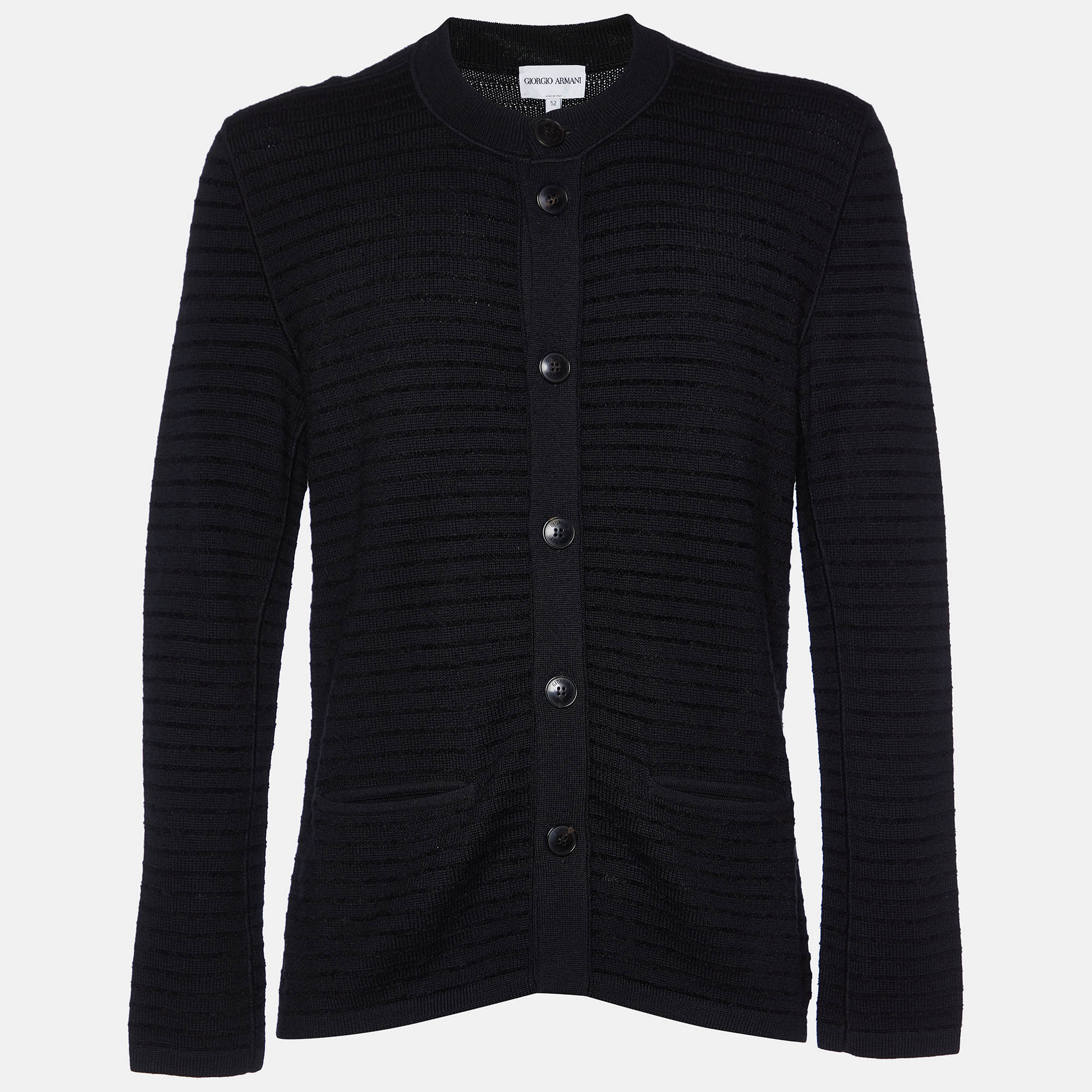 

Giorgio Armani Black Wool Knit Button Front Cardigan