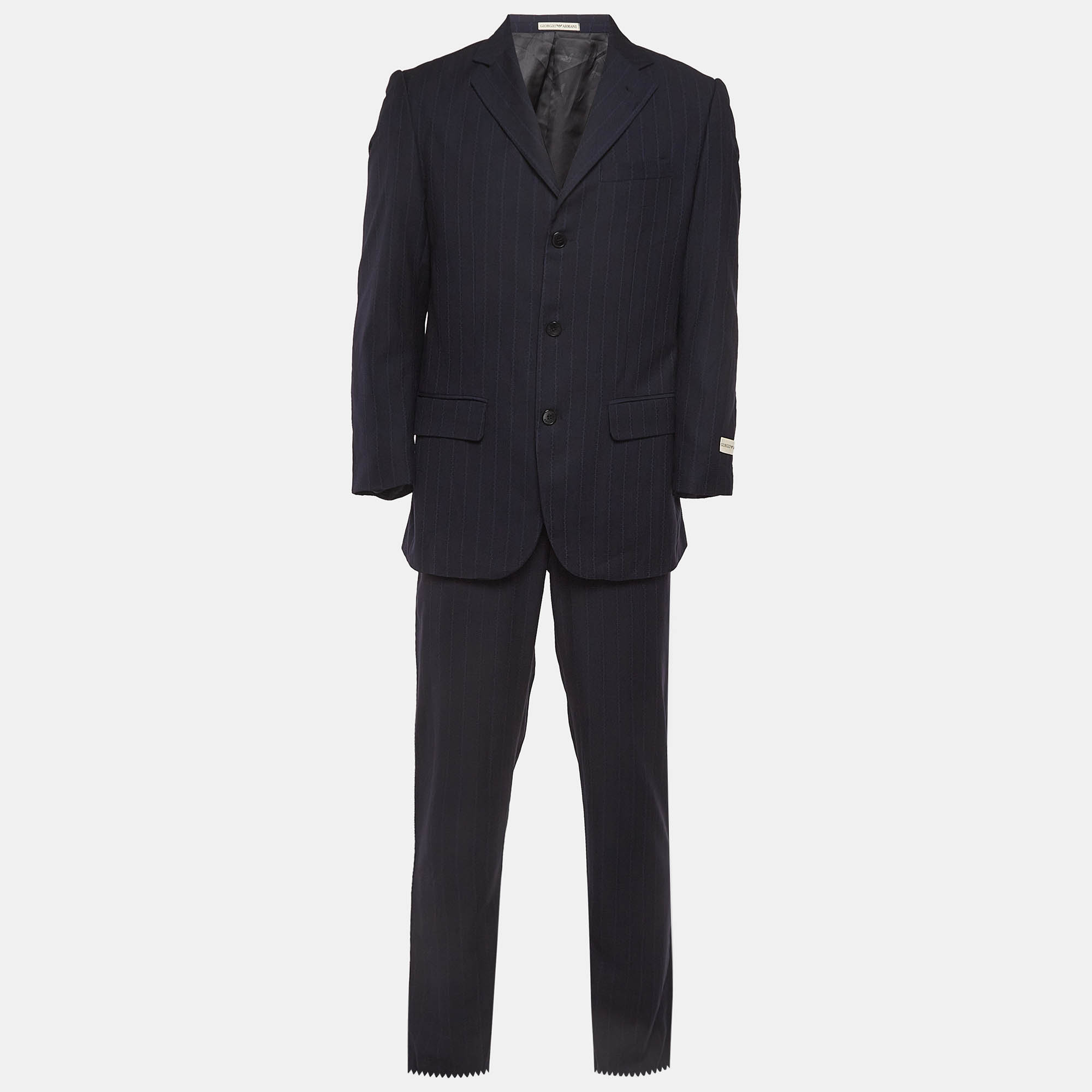 

Giorgio Armani Navy Striped Wool Suit S, Navy blue
