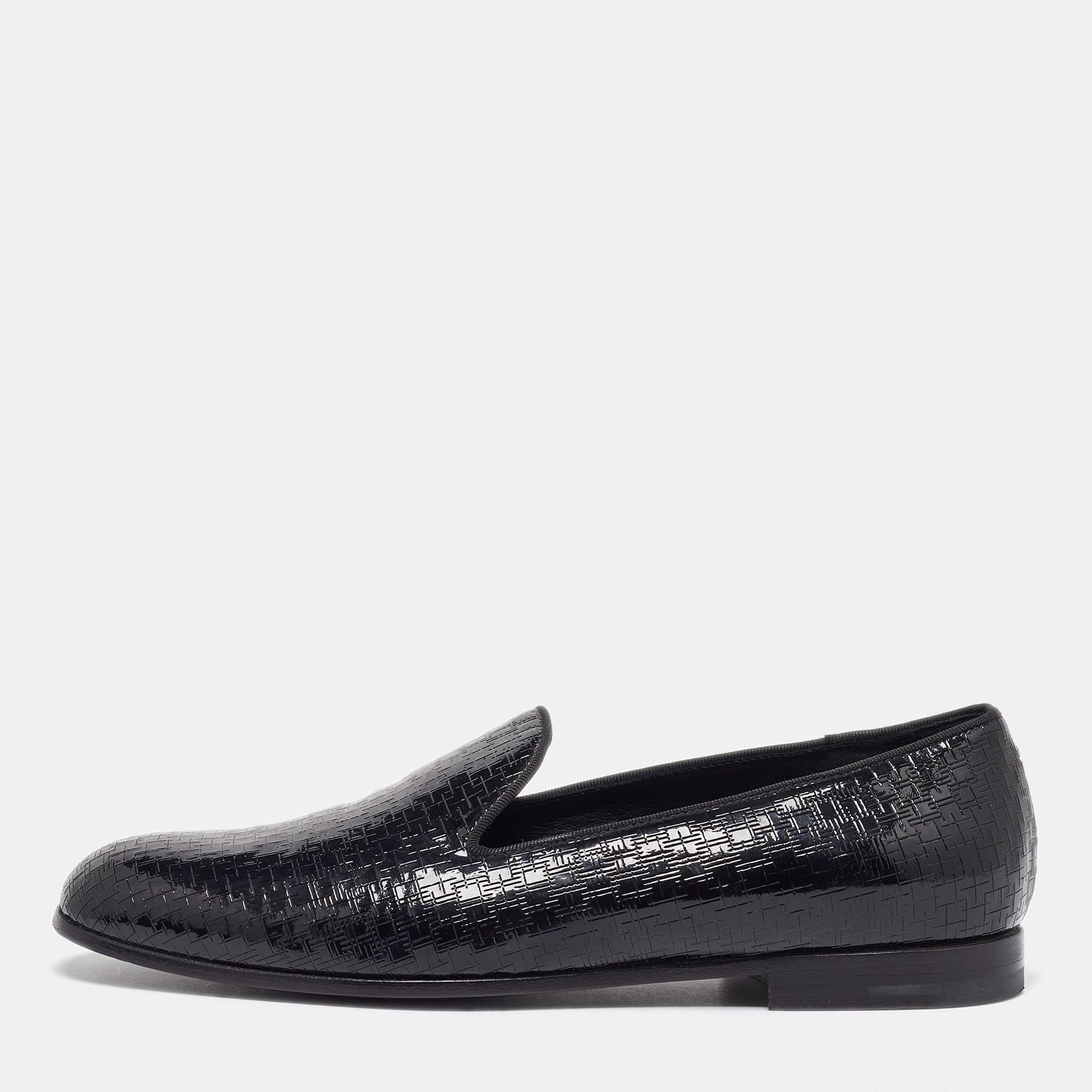 

Giorgio Armani Black Embossed Patent Leather Smoking Slippers Size 40