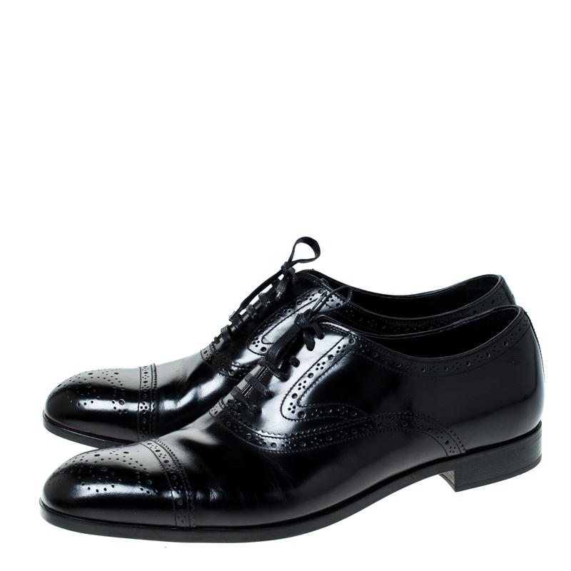 Emporio Armani Black Brogue Leather Oxfords Size  Giorgio Armani | TLC