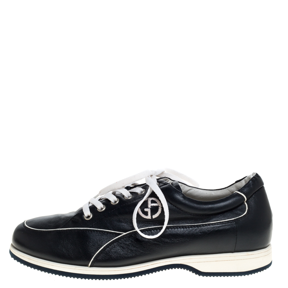 

Giorgio Armani Dark Blue Leather Lace Low Top Sneakers Size