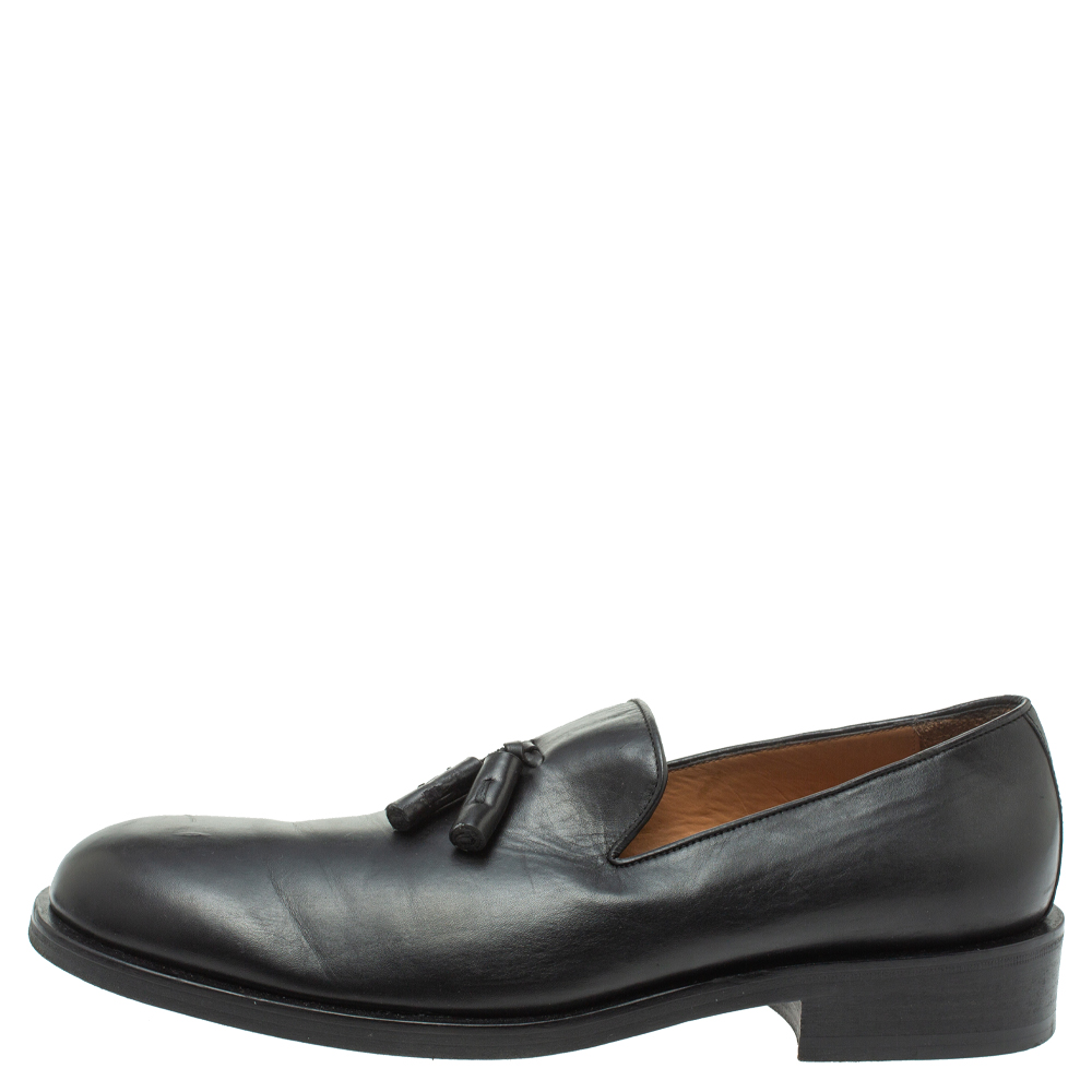 

Giorgio Armani Black Leather Tassel Loafers Size