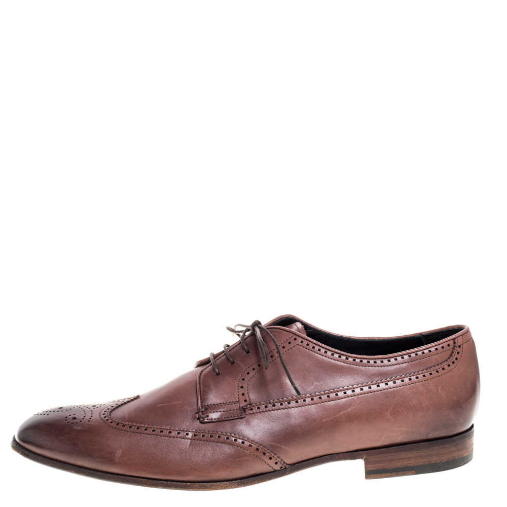 

Giorgio Armani Brown Brogue Leather Lace Up Derby Size