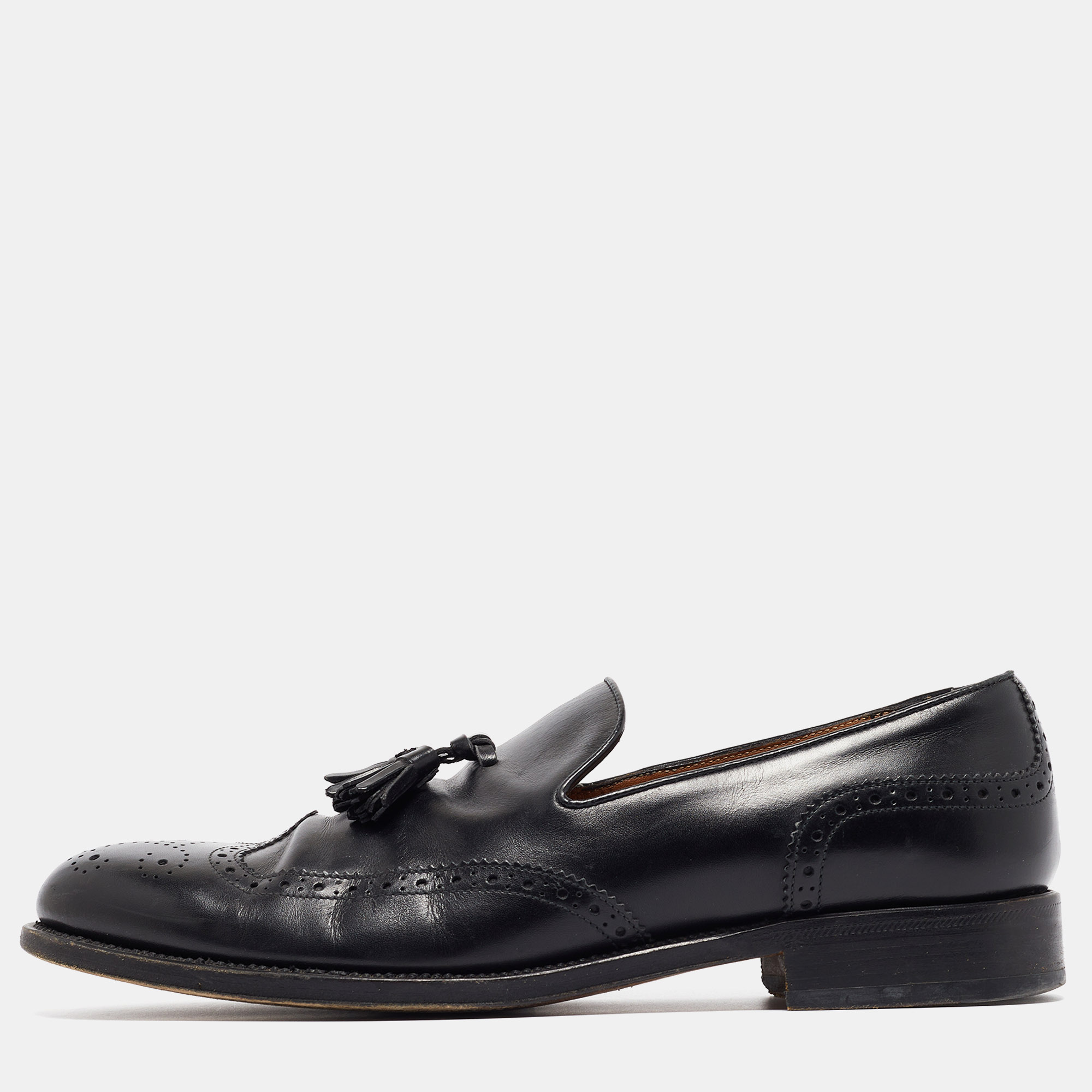 Giorgio Armani Black Leather Slip On Loafers Size 41