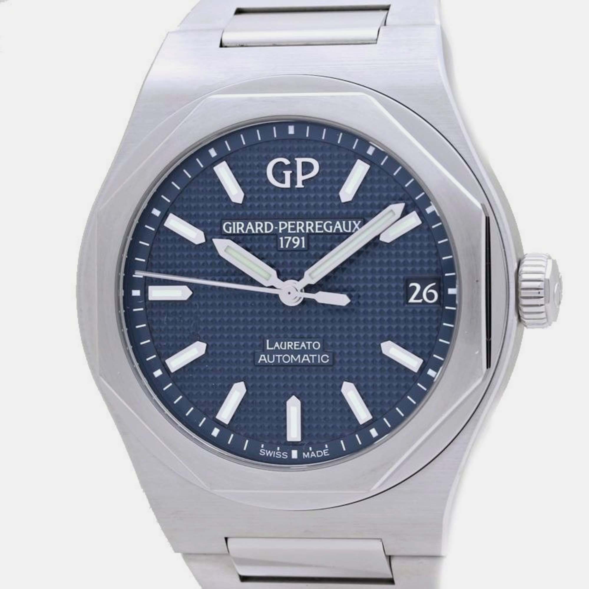 

Girard Perregaux Navy Blue Stainless Steel Laureato 81010-11-431-11A Automatic Men's Wristwatch 42 mm