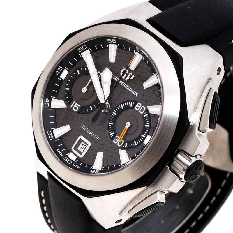 

Girard Perregaux Grey Stainless Steel Chrono Hawk Ref.49970 Men's Wristwatch, Black