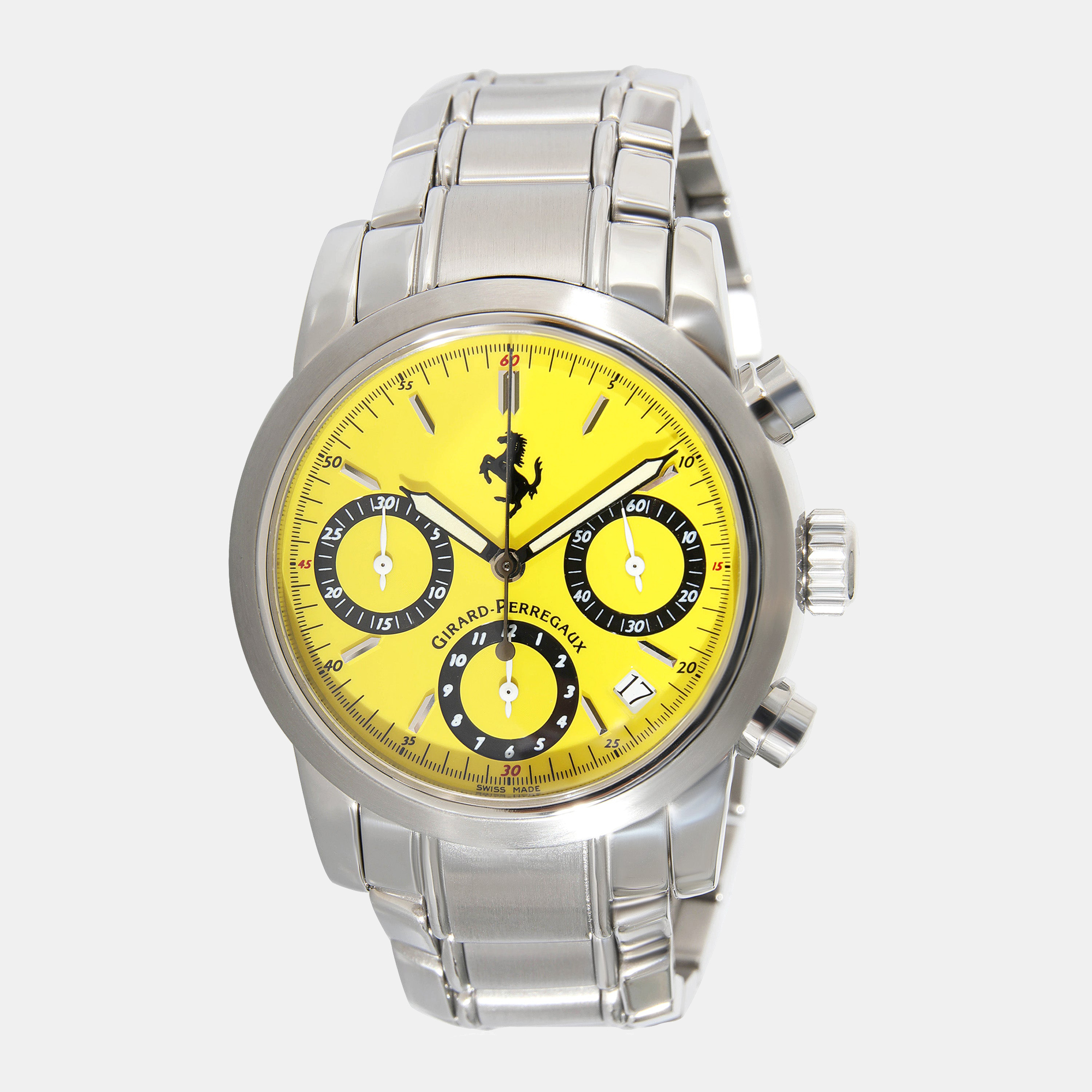 Pre-owned Girard-perregaux Yellow Stainless Steel Ferrari 8020 Men's Wristwatch 38 Mm