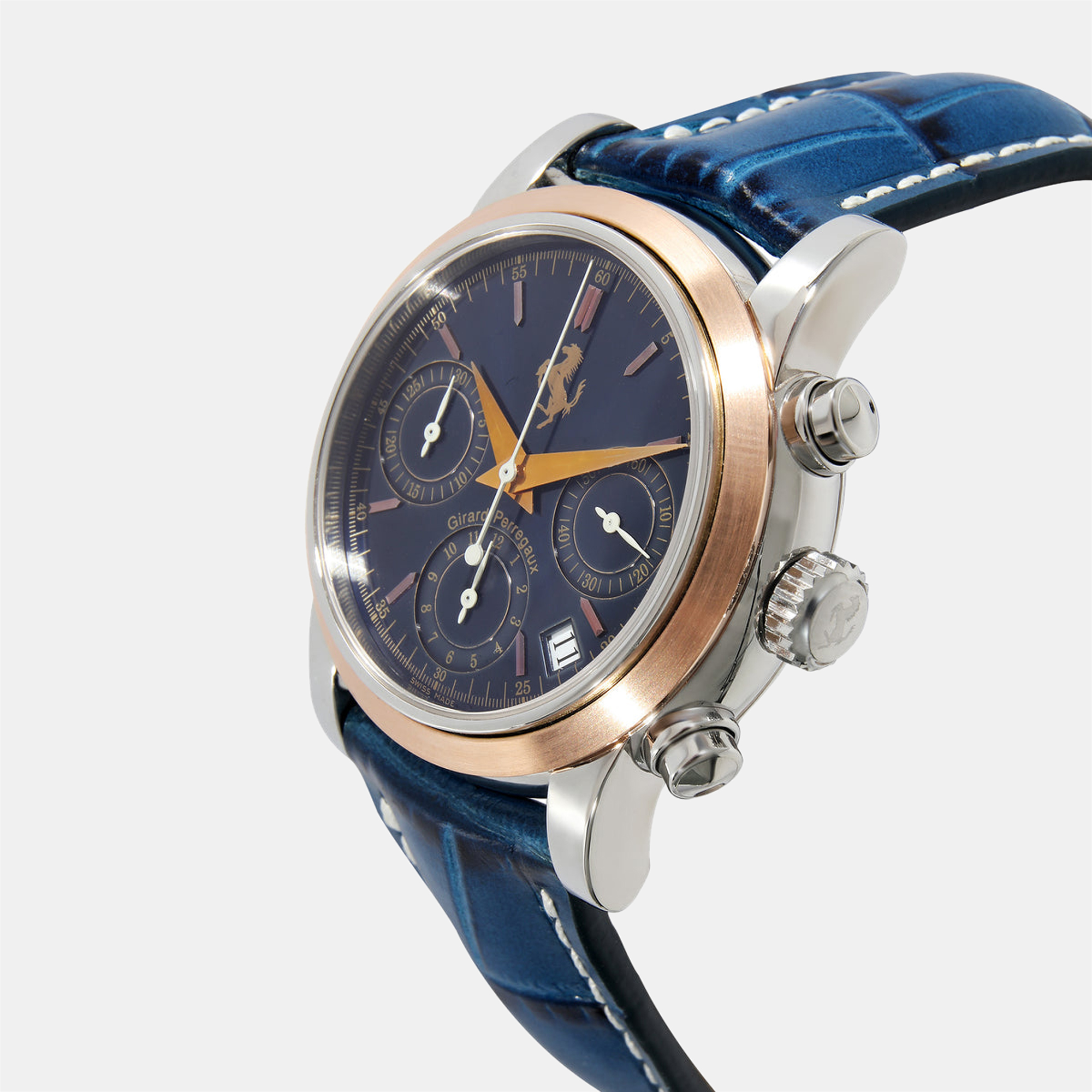 

Girard Perregaux Blue 18K Rose Gold And Stainless Steel Ferrari 8020 Men's Wristwatch 38 mm