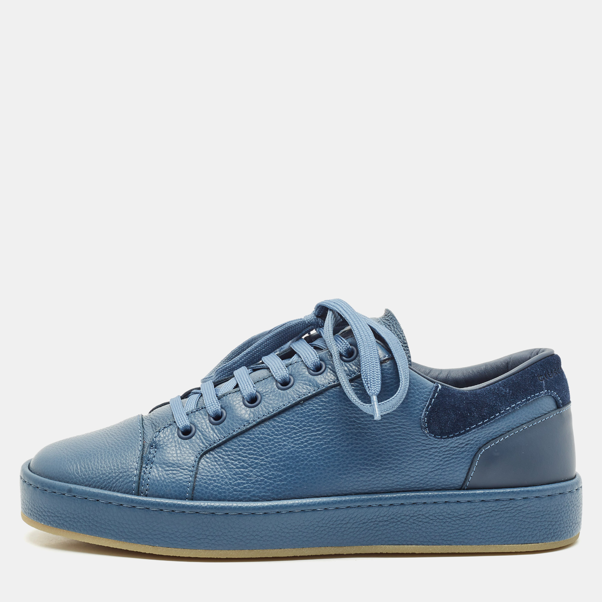 

Giuseppe Zanotti Blue Leather and Suede GZ-City Sneakers Size