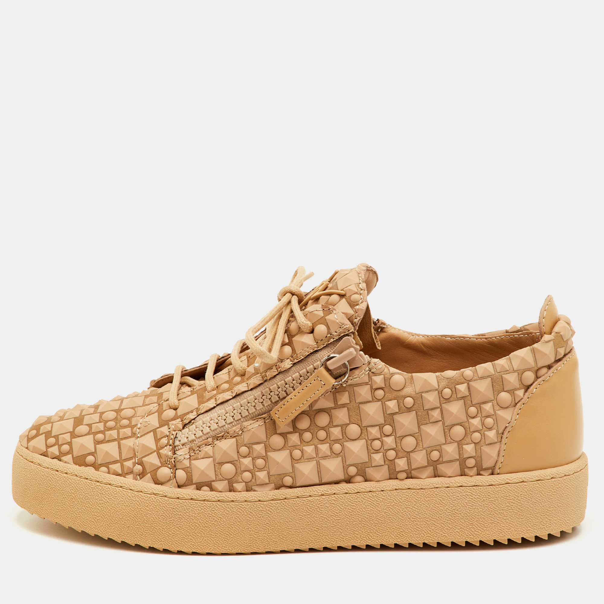 

Giuseppe Zanotti Frankie Size  Beige Leather and Rubber Low Top Sneakers