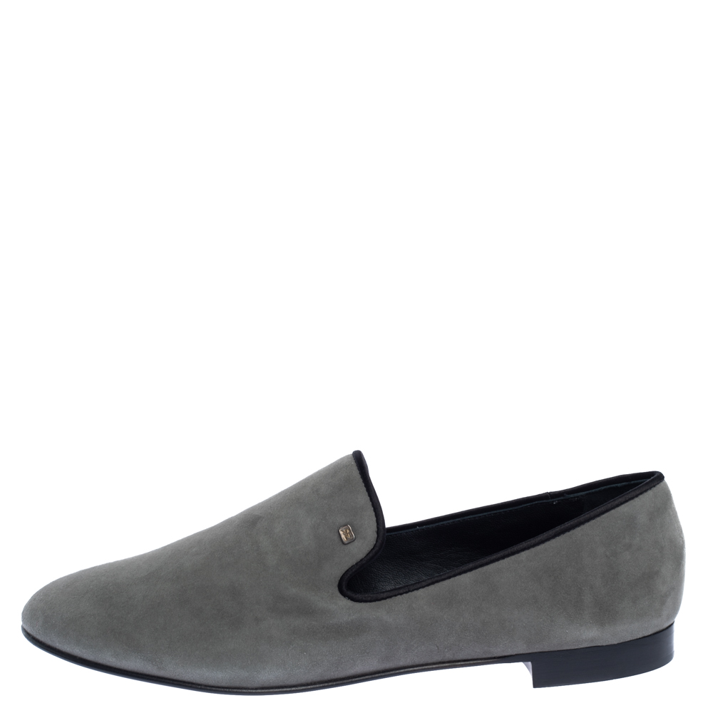 

Giuseppe Zanotti Grey Suede Kevin Smoking Slippers Size