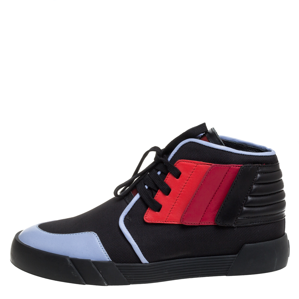 

Giuseppe Zanotti Multicolor Leather And Canvas High Top Sneakers Size