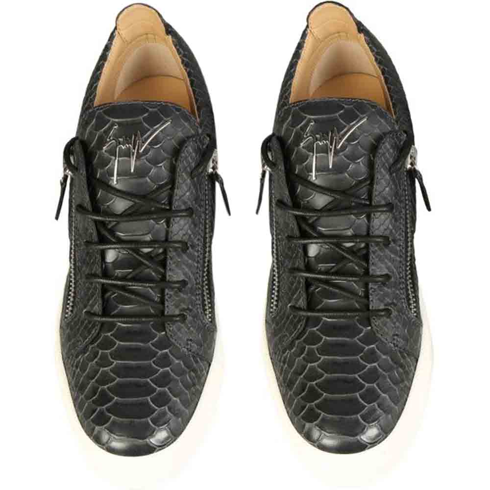 

Giuseppe Zanotti Charcoal Python Print Leather Frankie Sneakers Size EU, Black