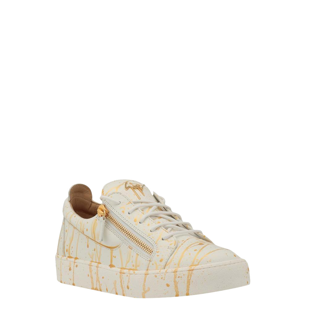 

Giuseppe Zanotti White/Golden 'spot' Motif Frankie Low Top Sneakers Size EU, Gold