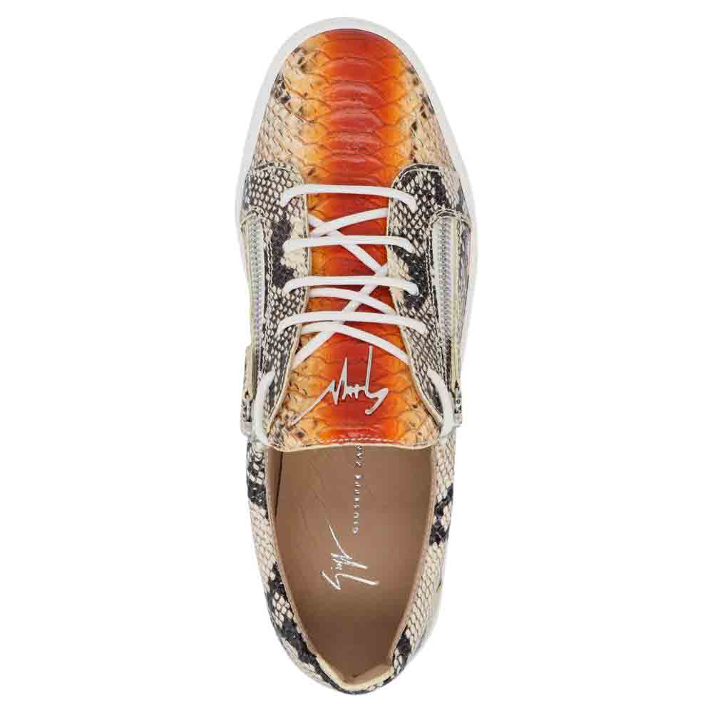

Giuseppe Zanotti Brown Python-print Leather Frankie Sneakers Size EU