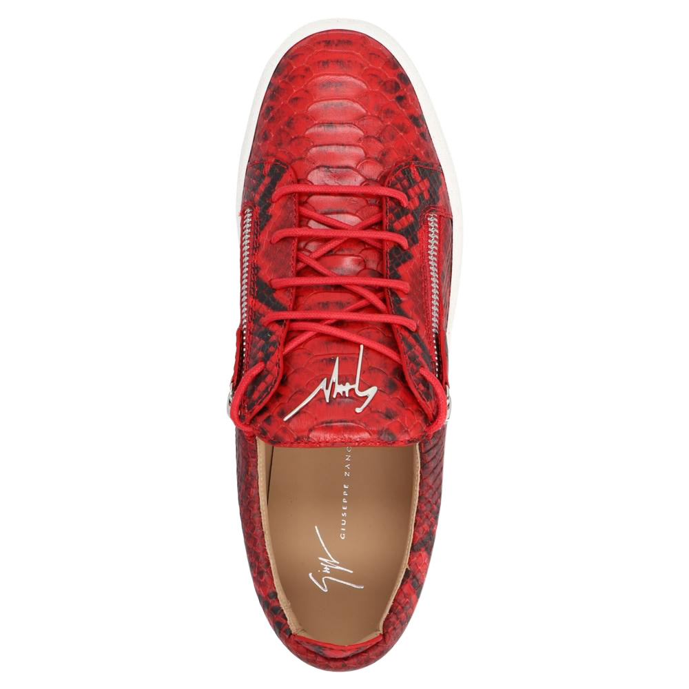 

Giuseppe Zanotti Red Python-print Leather Frankie Sneakers Size EU