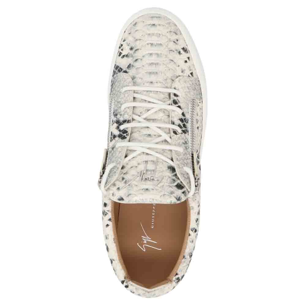 

Giuseppe Zanotti Cream Python-print Leather Frankie Sneakers Size EU