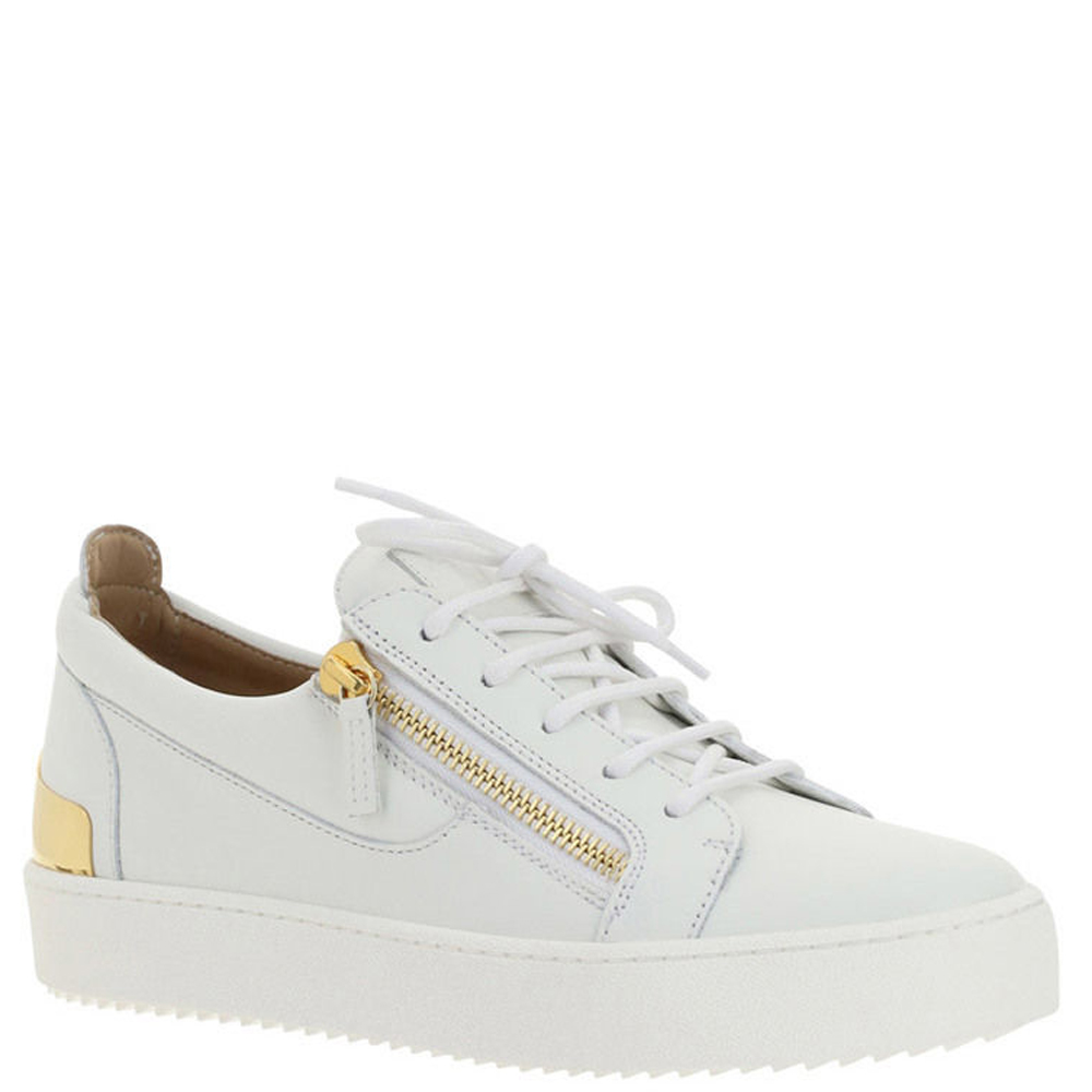 

Giuseppe Zanotti White/Gold Leather Frankie Sneakers Size IT