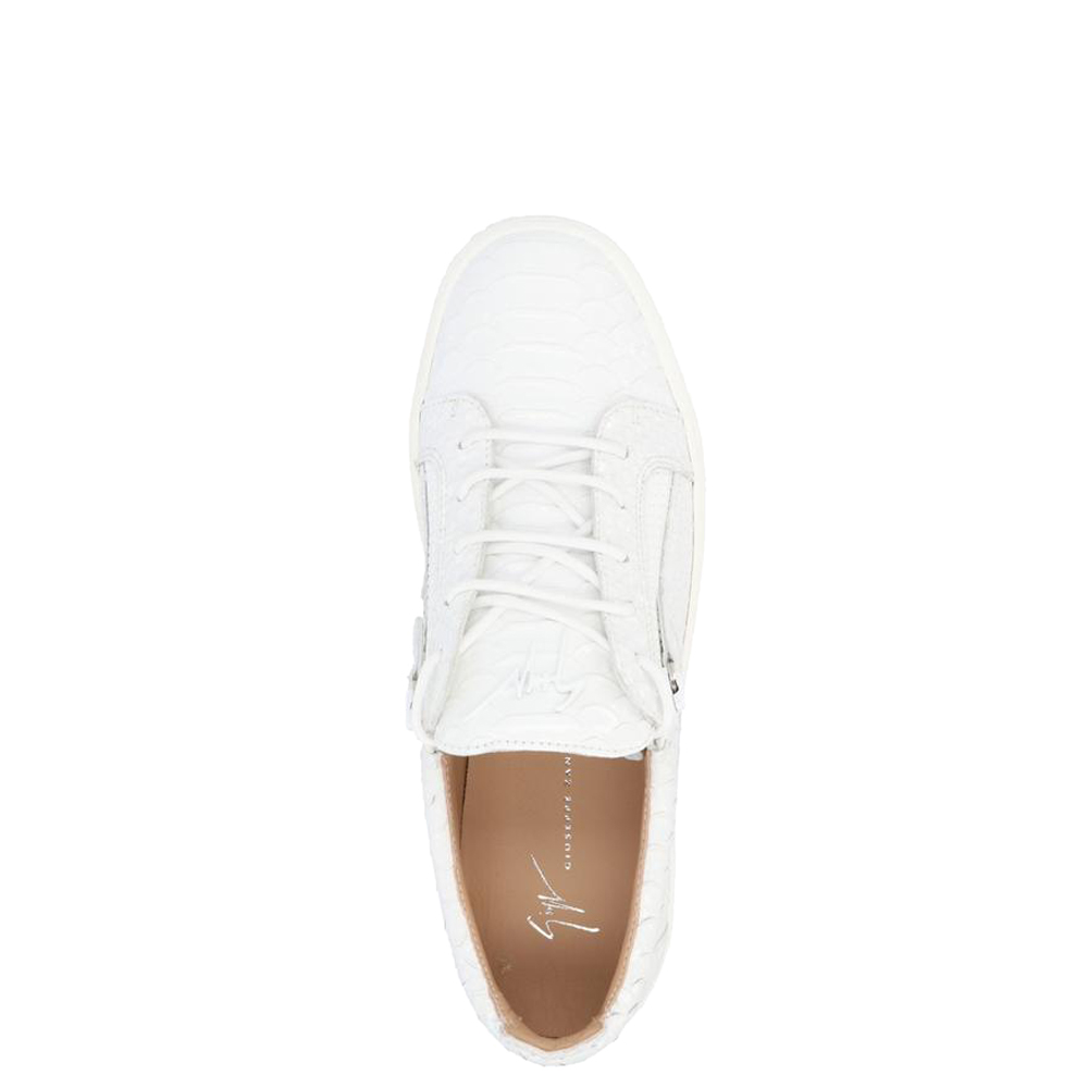 

Giuseppe Zanotti White Croc-effect Leather Frankie Sneakers Size EU