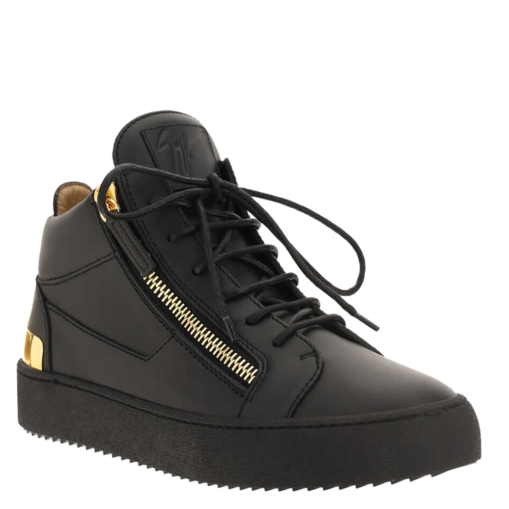 

Giuseppe Zanotti Black/Gold Leather Kriss Steel Sneakers Size IT, Multicolor