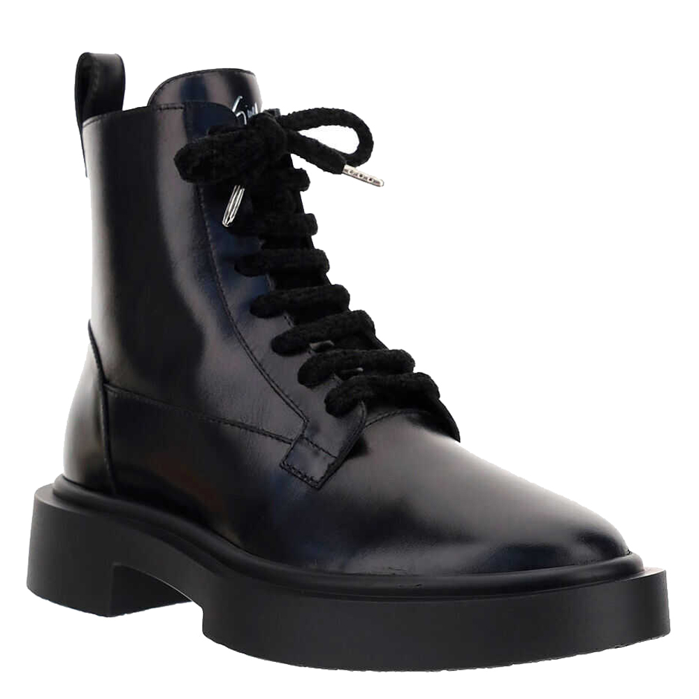 

Giuseppe Zanotti Black Leather Achille Biker Boots Size IT