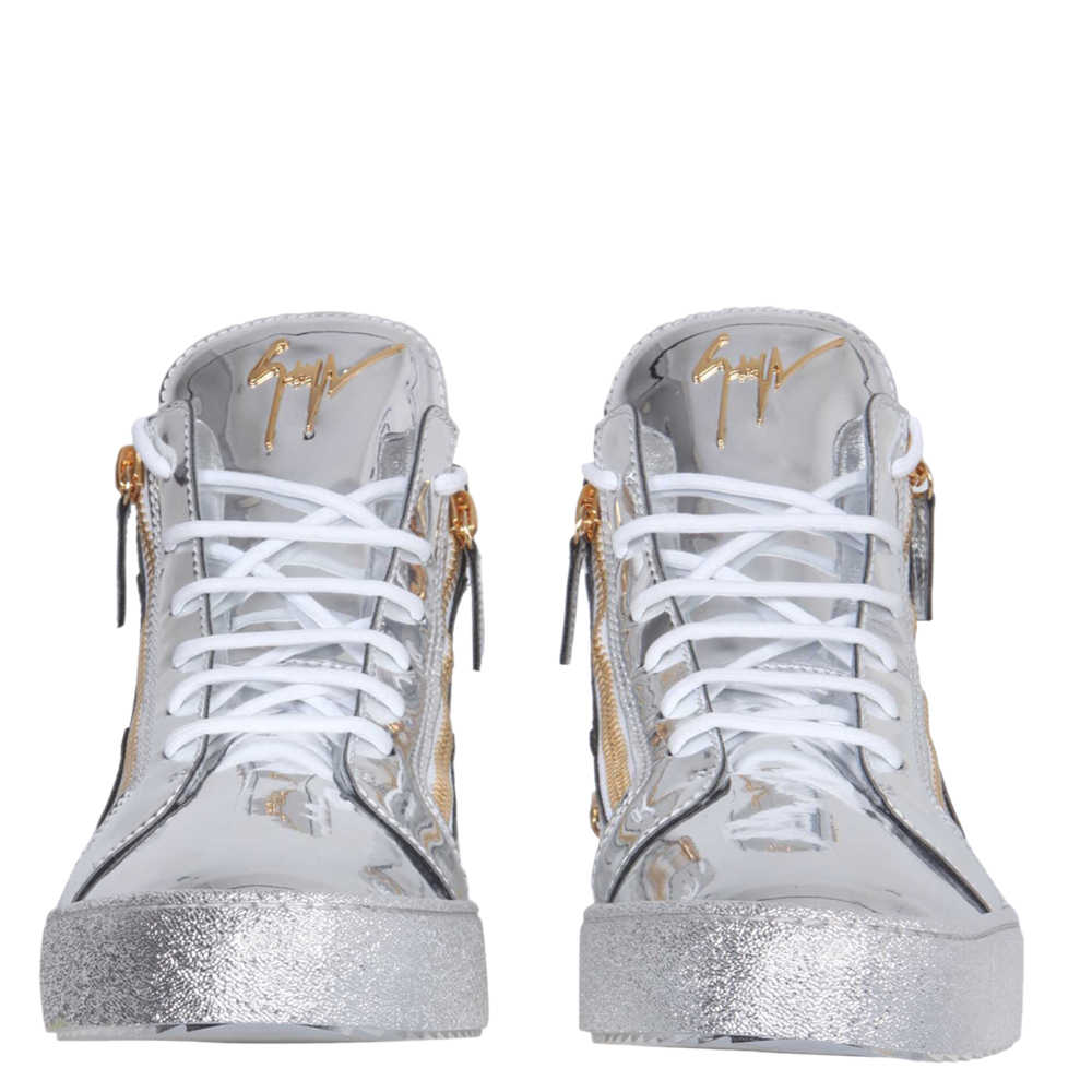 

Giuseppe Zanotti Silver Synthetic Fabric Frankie Mid-Top Sneakers Size IT