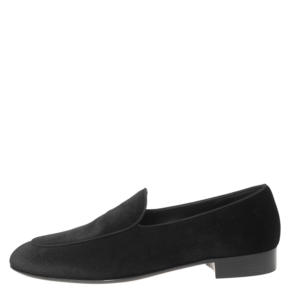 

Giuseppe Zanotti Black Velvet Slip On Loafers Size