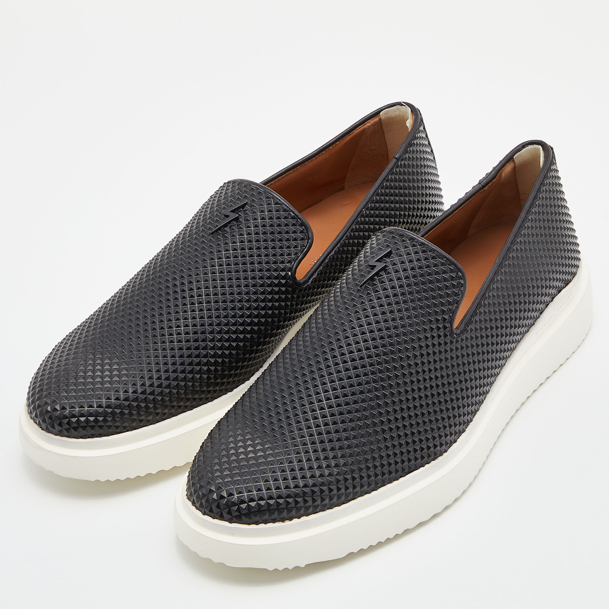 

Giuseppe Zanotti Black Coated Canvas Slip On Sneakers Size
