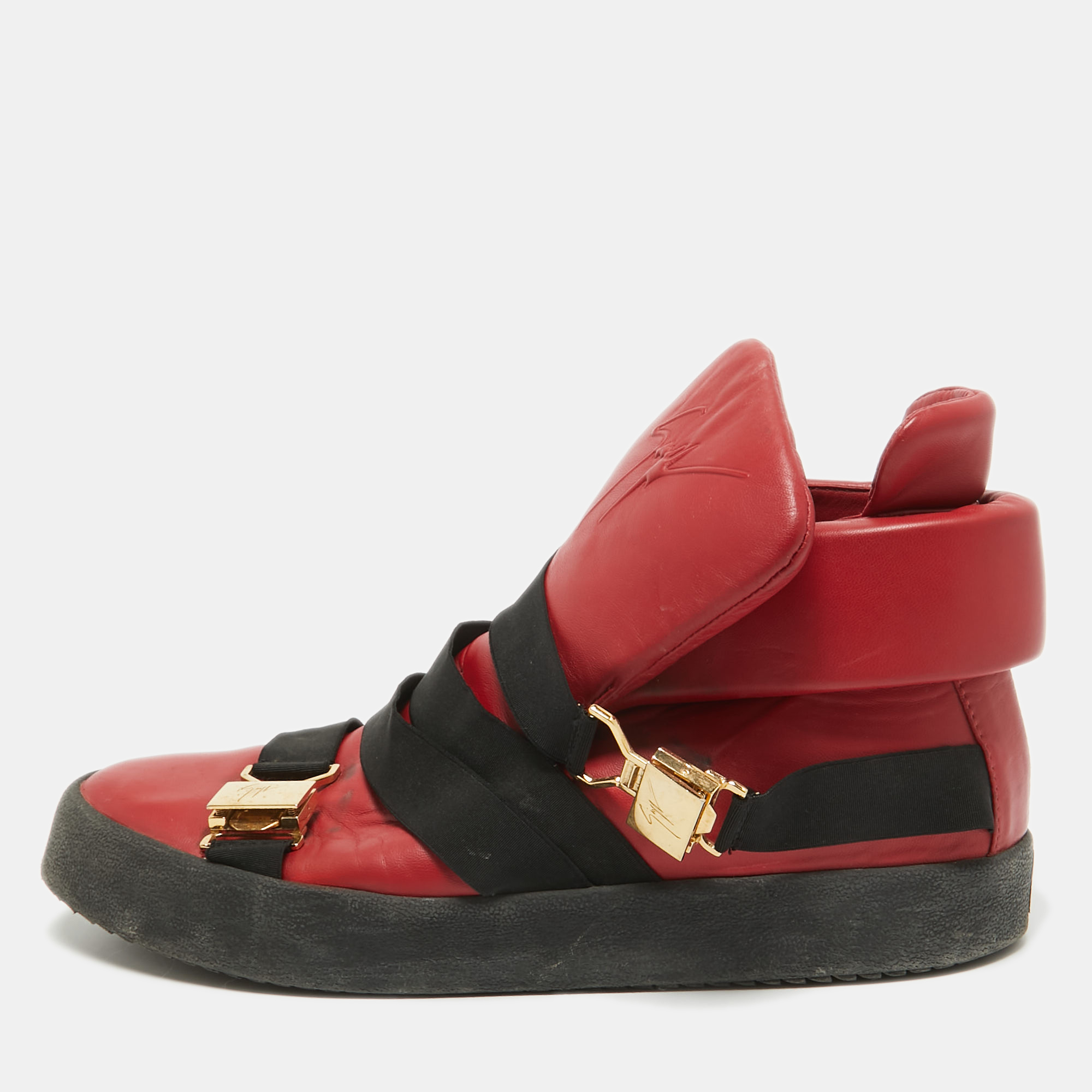 

Giuseppe Zanotti Red Leather High Top Sneakers Size