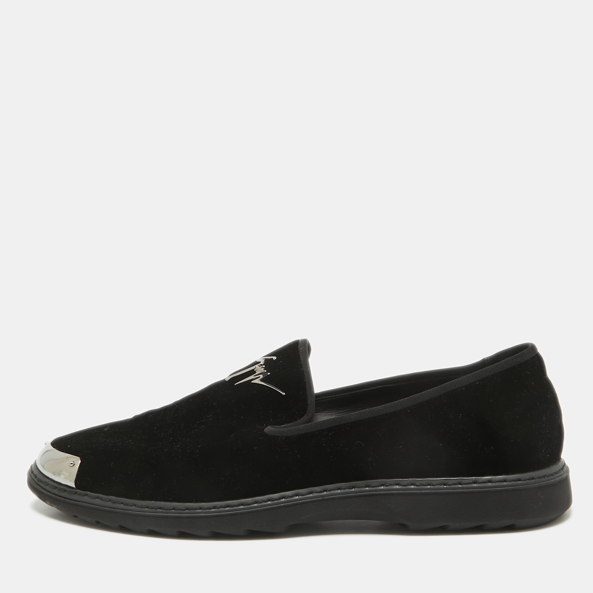 

Giuseppe Zanotti Black Velvet Slip on Smoking Slippers Size