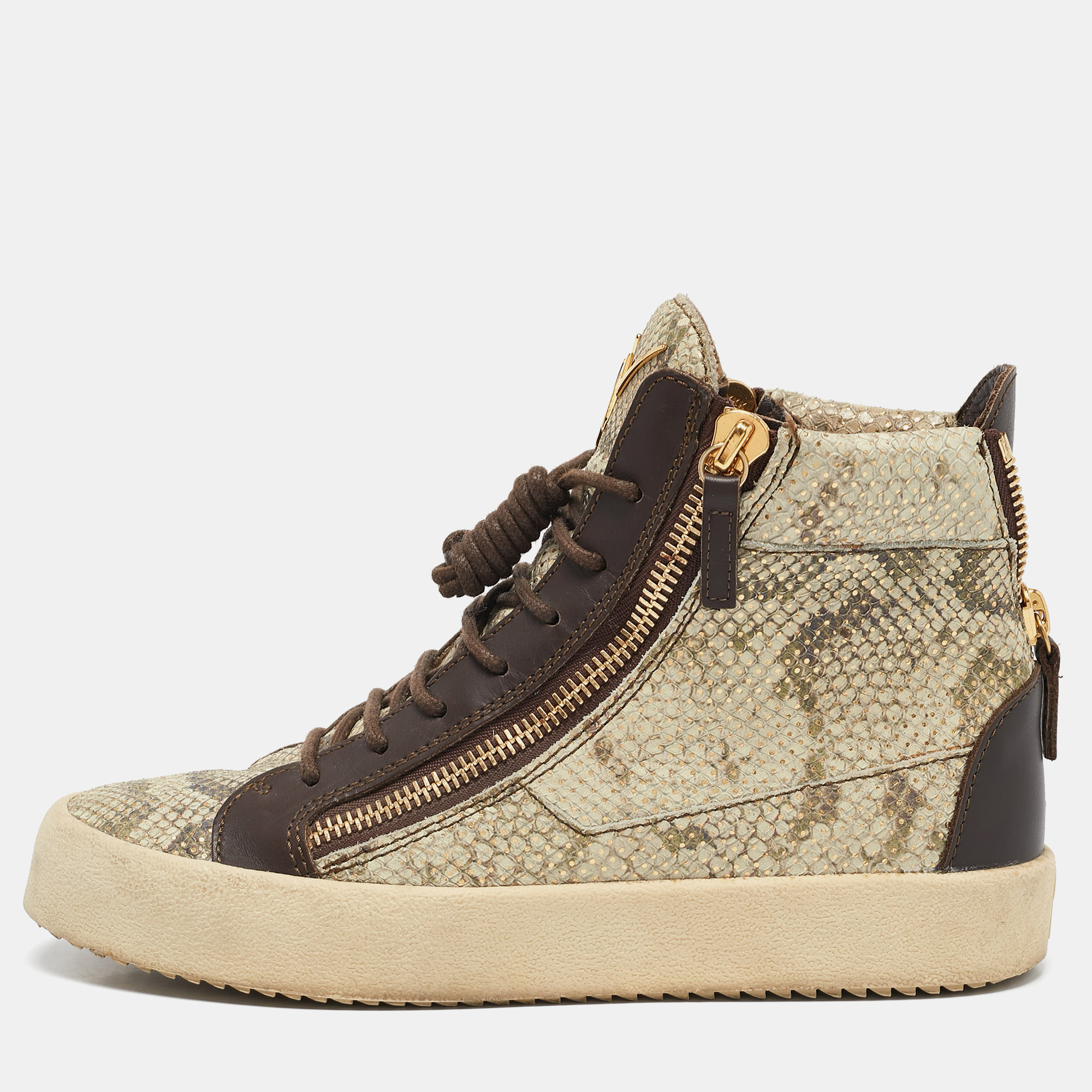 

Giuseppe Zanotti Multicolor Python Embossed Leather May London High Top Sneakers Size