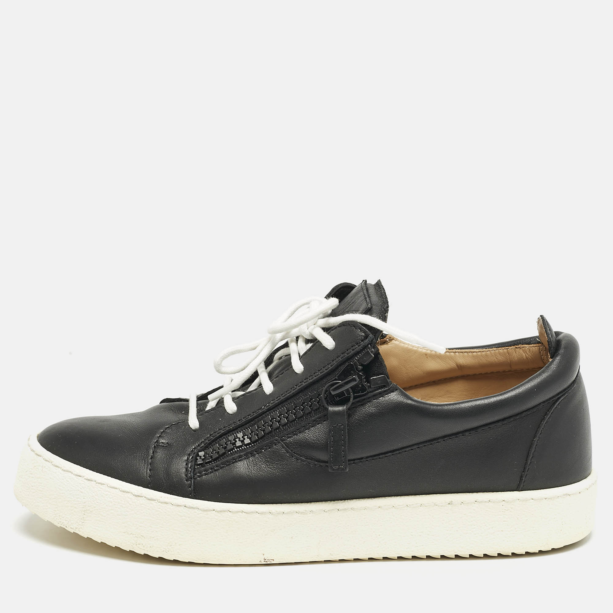 

Giuseppe Zanotti Black Leather Frankie Sneakers Size