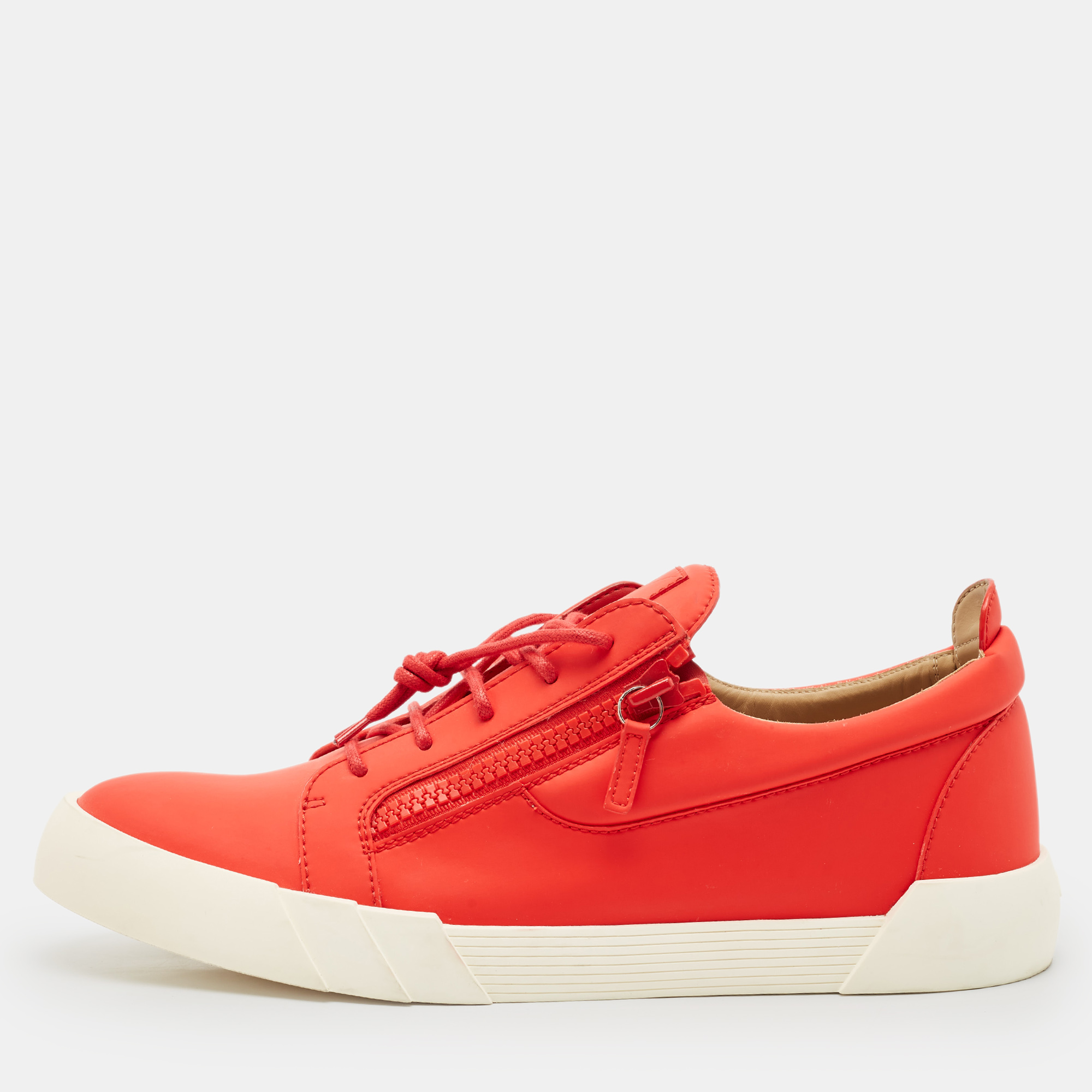 

Giuseppe Zanotti Red Leather The Shark 5.0 Low Top Sneakers Size