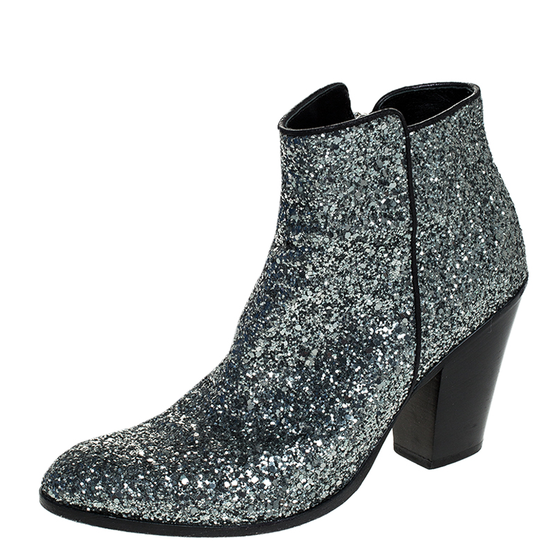 silver glitter boots