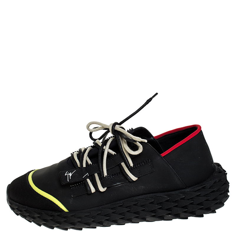 

Giuseppe Zanotti Black Leather and Mesh Urchin Sneaker Size