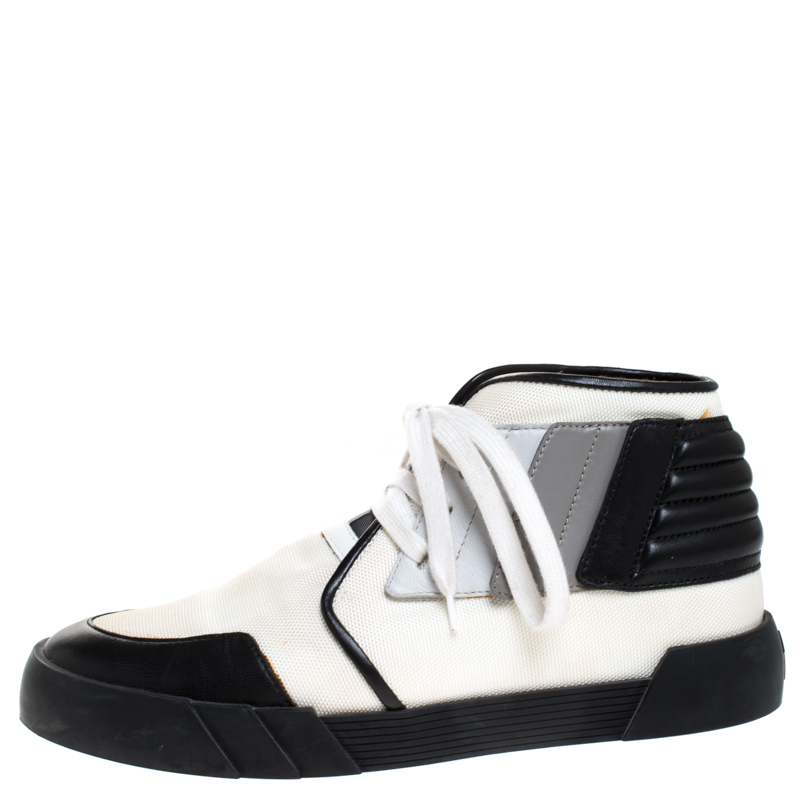 

Giuseppe Zanotti Black/White Canvas and Leather Foxy London High Top Sneakers Size