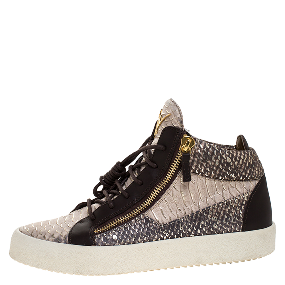 

Giuseppe Zanotti Multicolor Python Embossed Leather May London High Top Sneakers Size