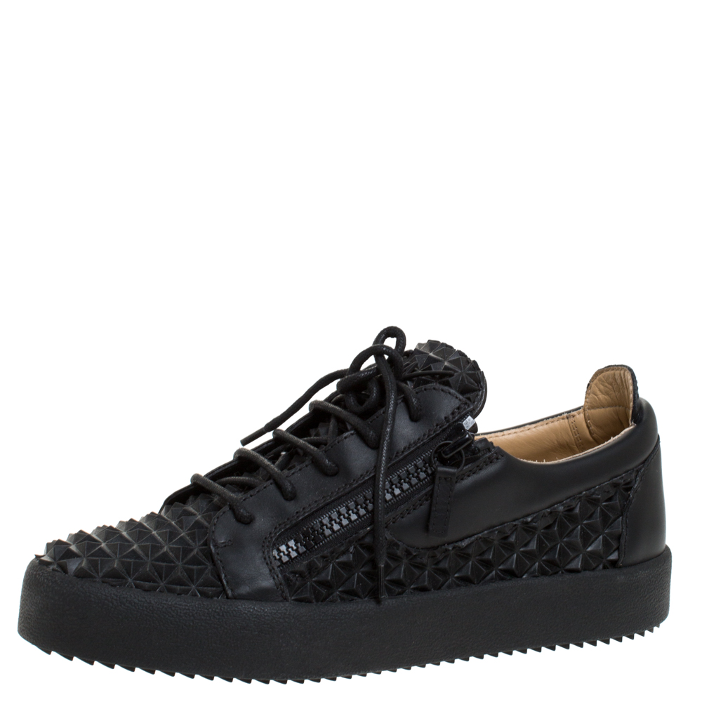 Zanotti Black Studded Rubber Leather May London Slip Sneakers Size 41.5 Giuseppe Zanotti |