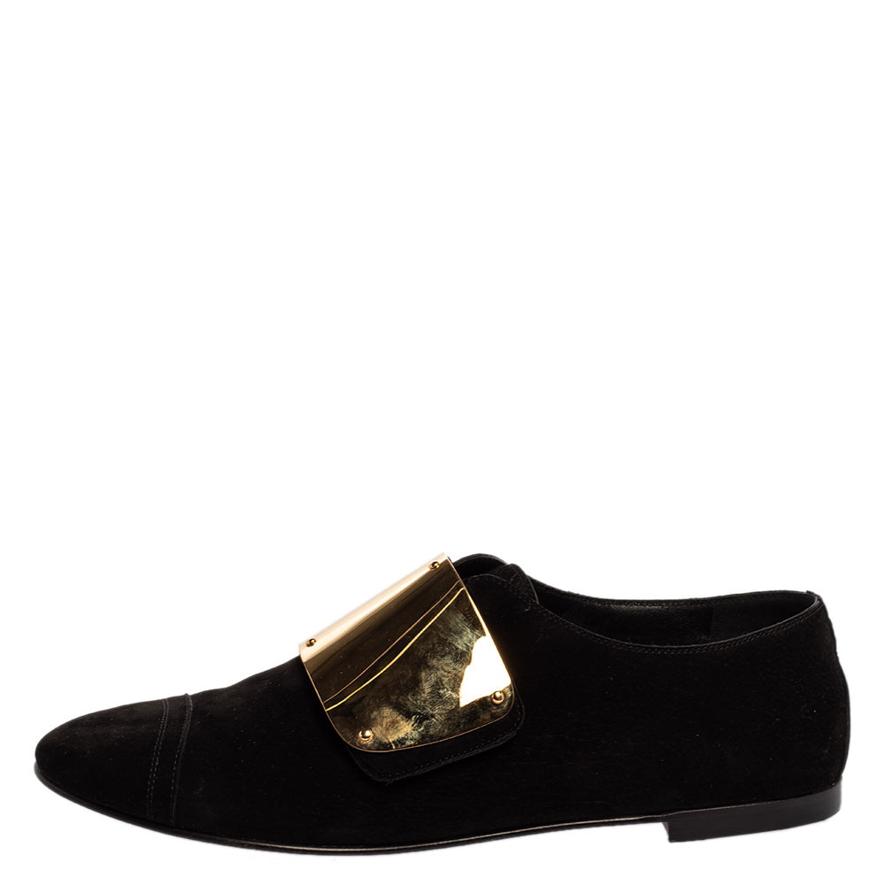 

Giuseppe Zanotti Black Suede Embellished Slip On Oxford Size