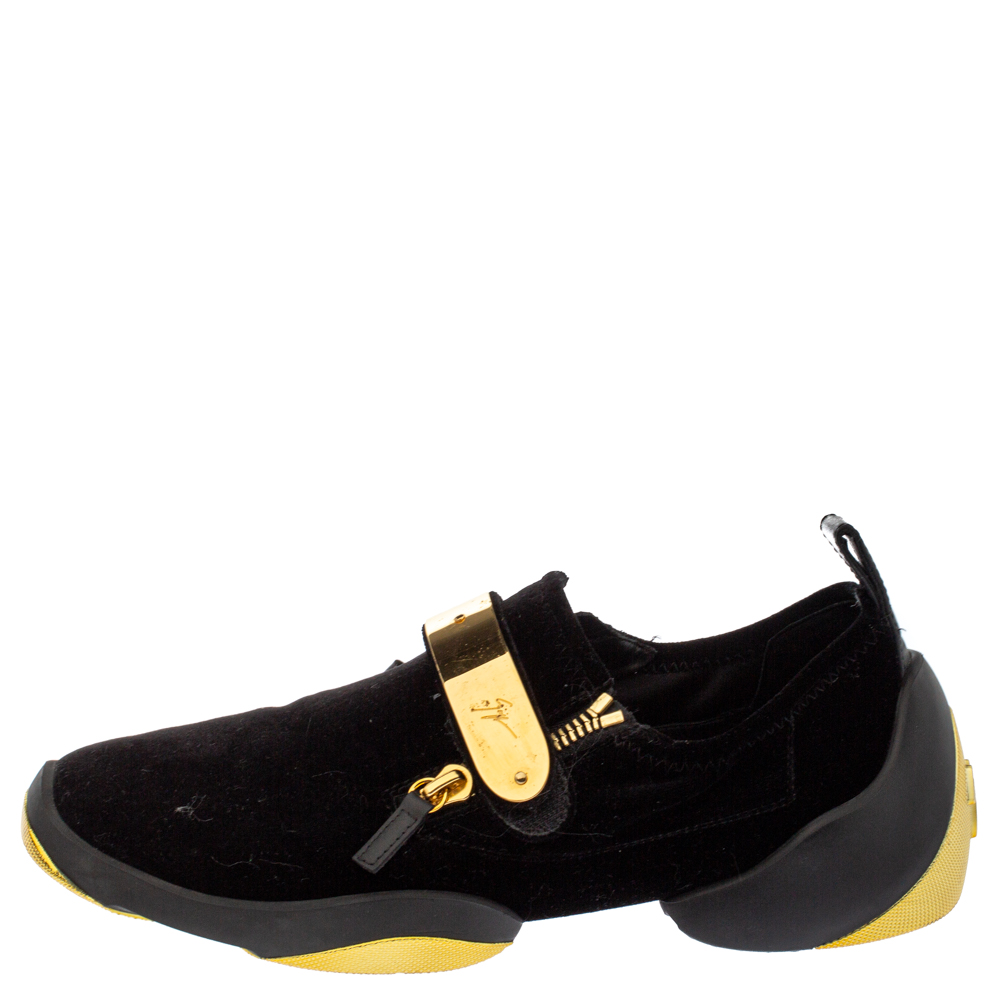 

Giuseppe Zanotti Black Velvet Light Jump Lt2 Sneakers Size