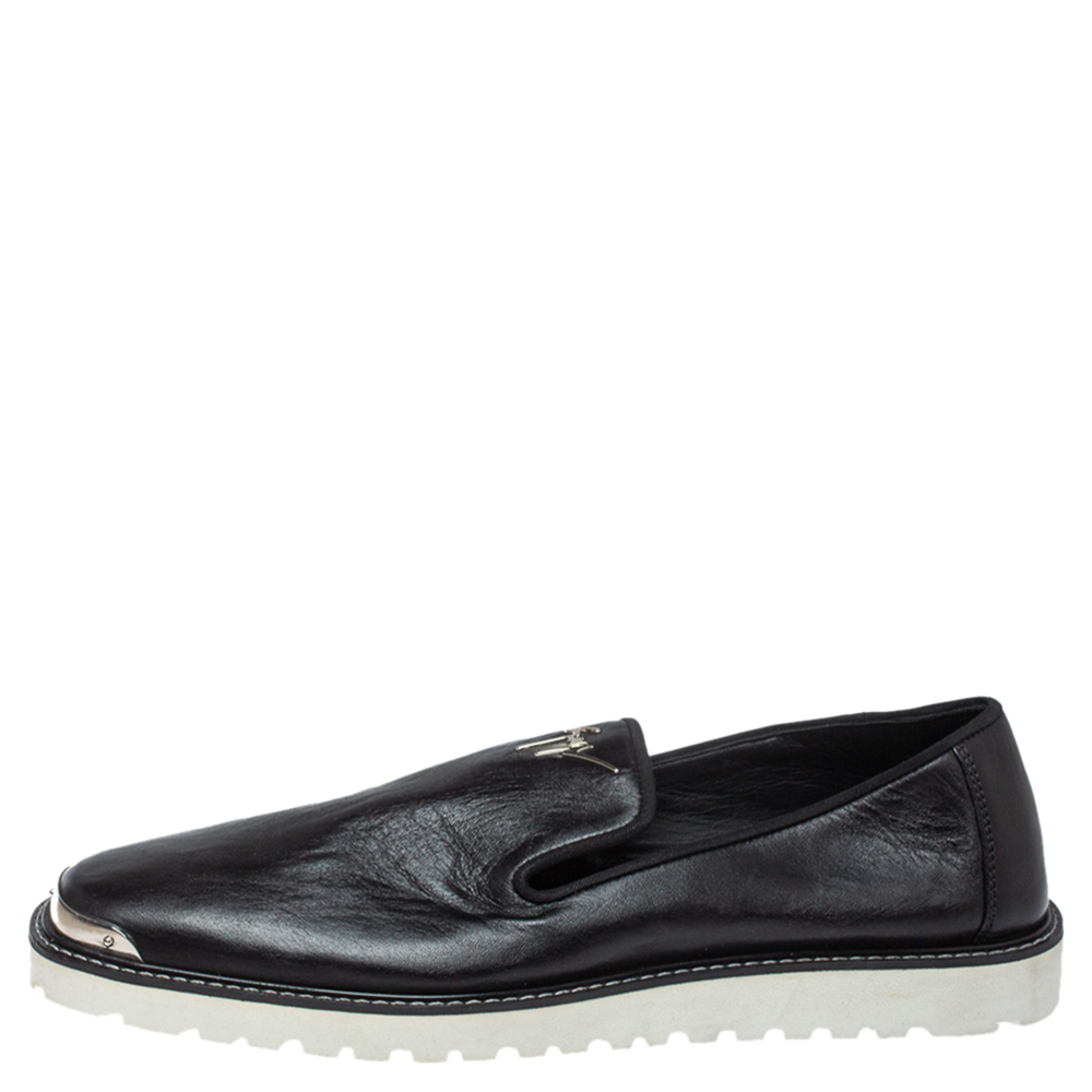 

Giuseppe Zanotti Black Leather Slip On Sneakers Size