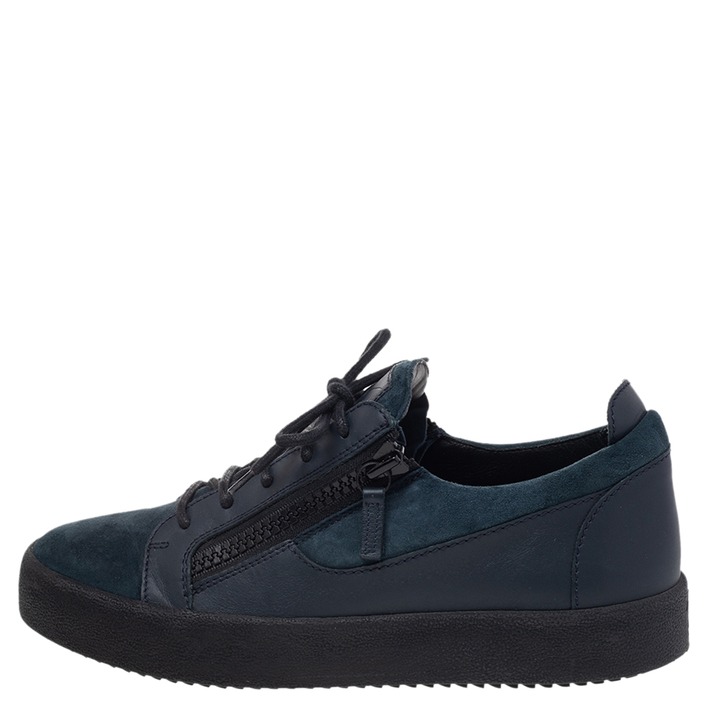 

Giuseppe Zanotti Blue Suede And Leather Dona Low Top Sneakers Size