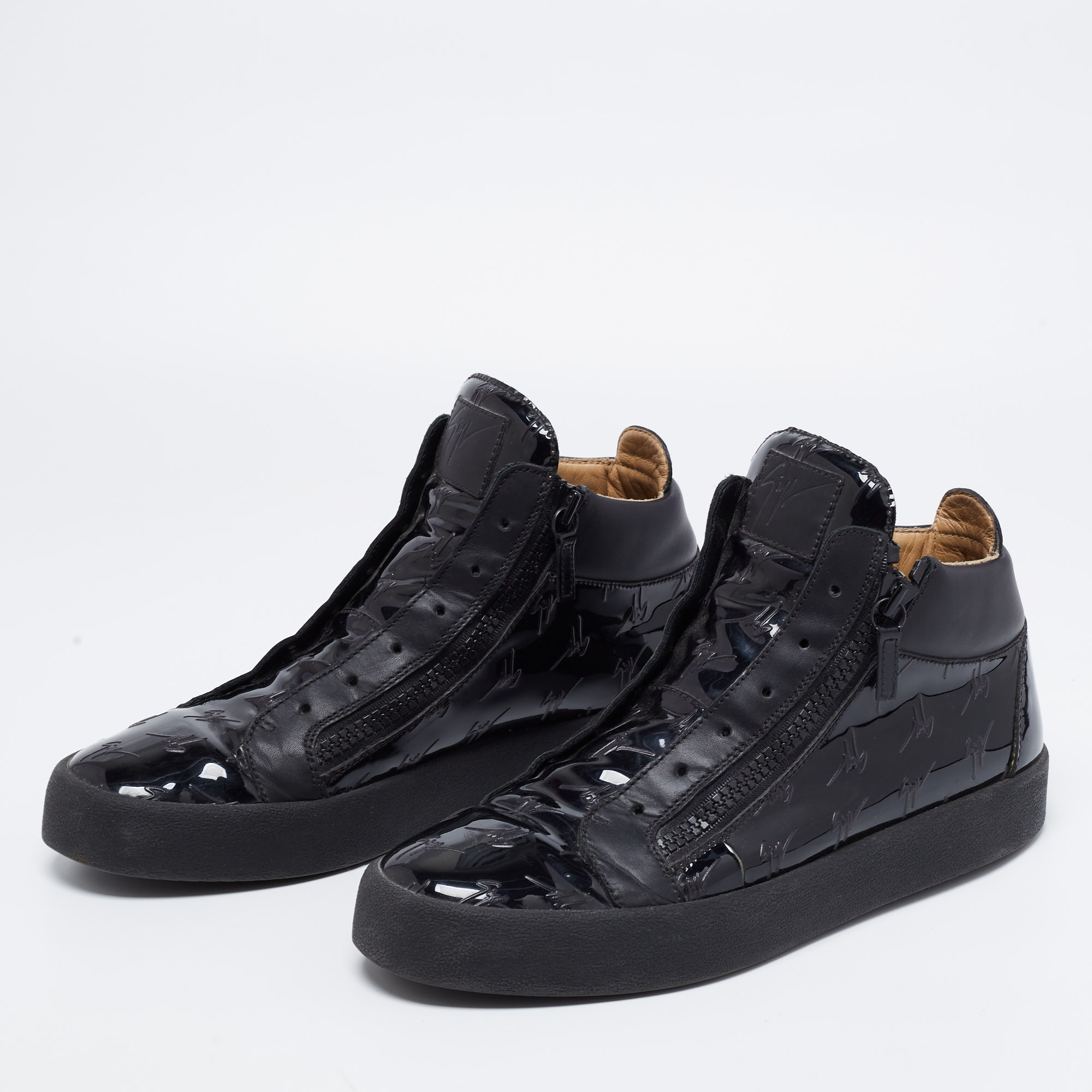 

Giuseppe Zanotti Black Patent Leather London High Top Sneakers Size