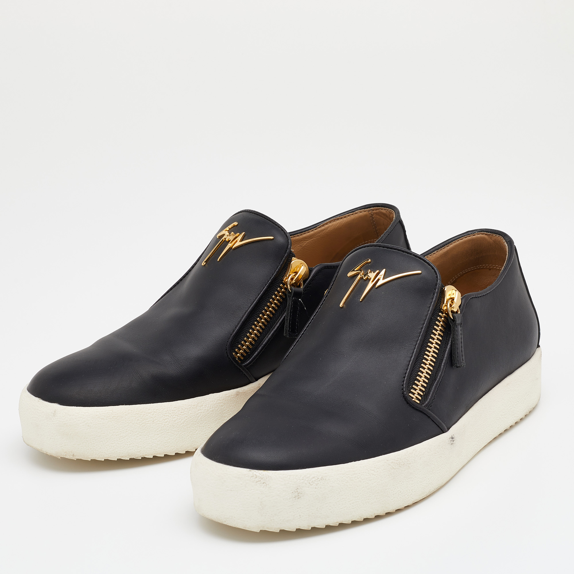 

Giuseppe Zanotti Black Leather Eve Slip On Sneakers Size
