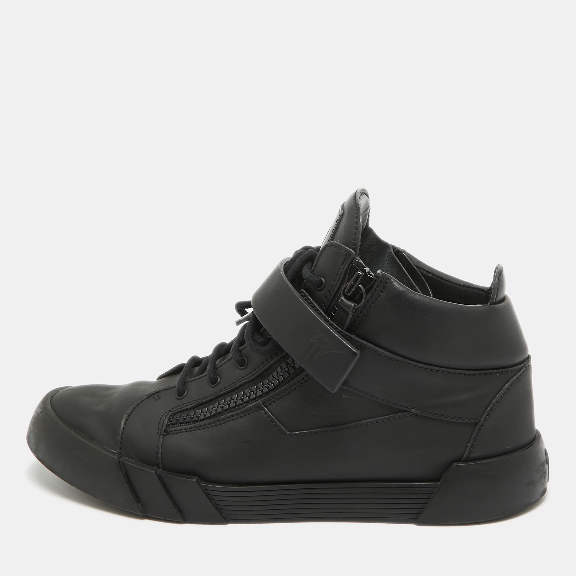 

Giuseppe Zanotti Black Matte Leather High Top Sneakers