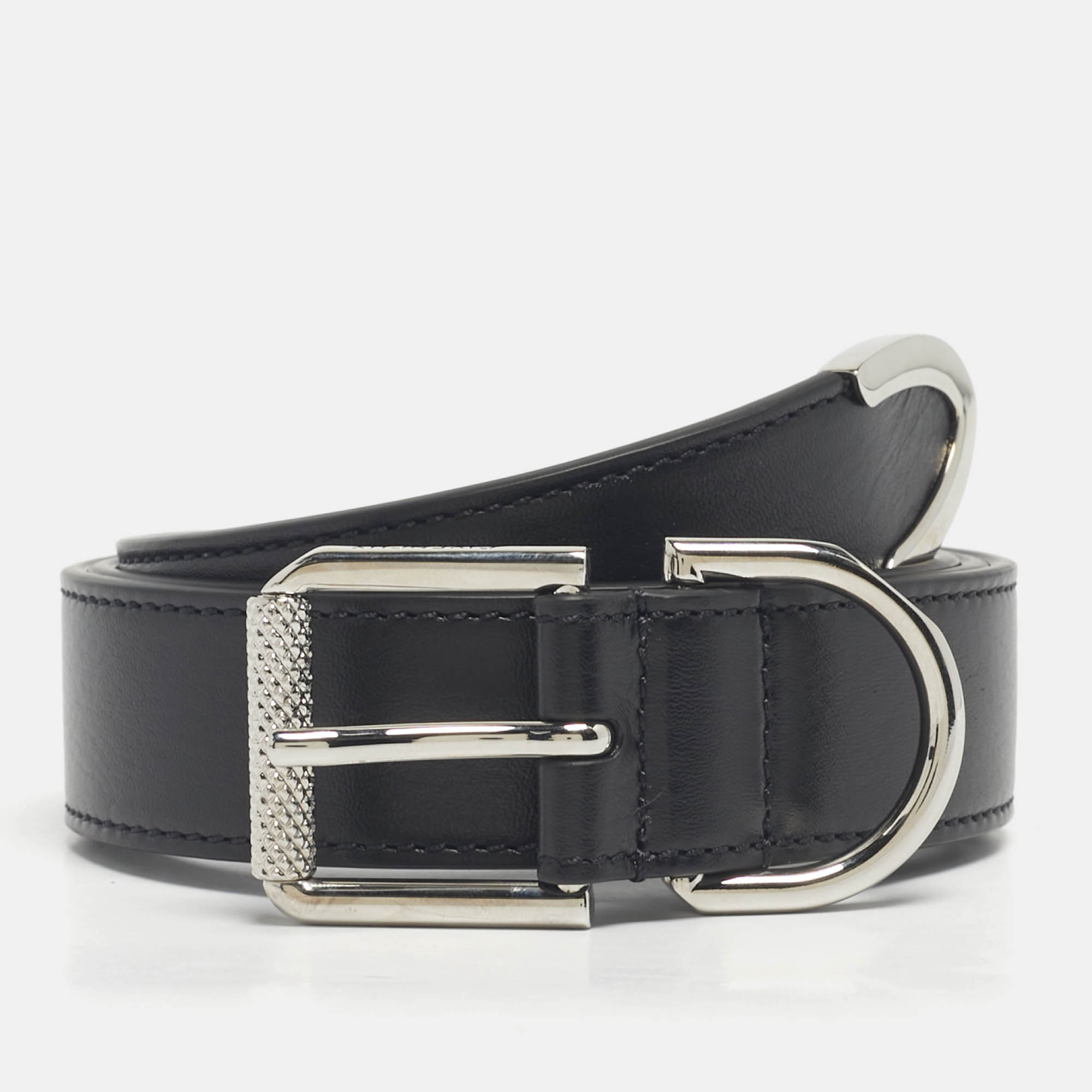 Givenchy Black Leather Buckle Belt 90CM