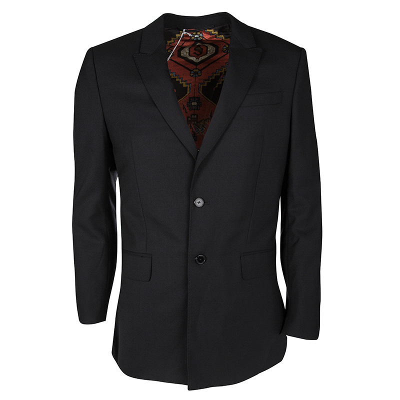 Givenchy Black Wool Contrast Lined Blazer L